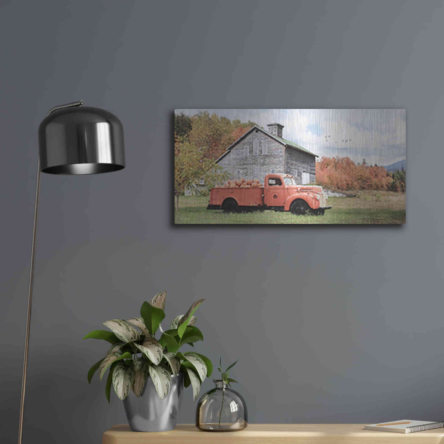 Luxe Metal Art 'Pumpkin Patch' by Lori Deiter, Metal Wall Art,24x12