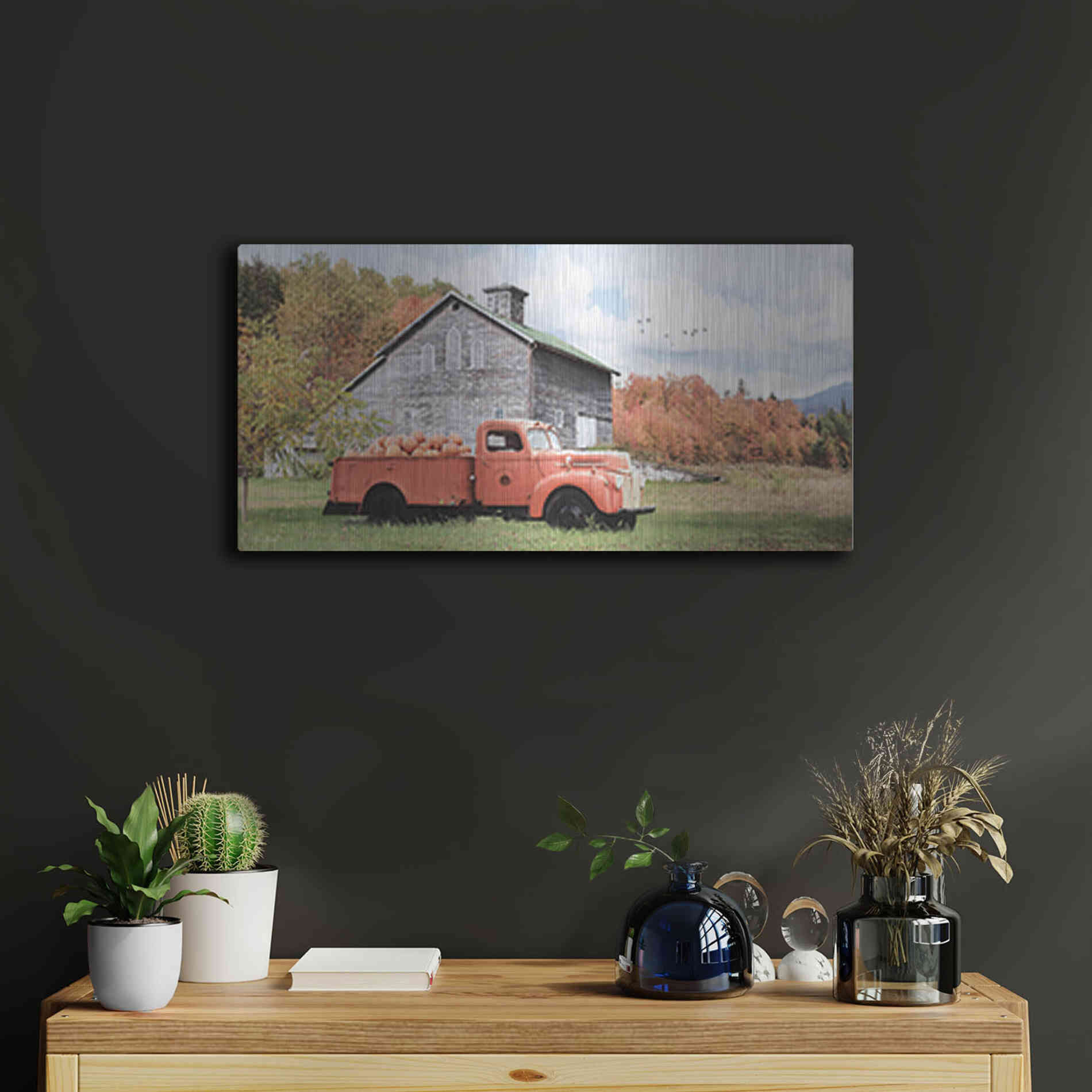 Luxe Metal Art 'Pumpkin Patch' by Lori Deiter, Metal Wall Art,24x12