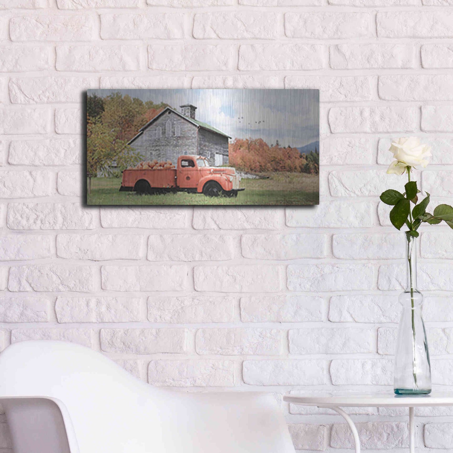Luxe Metal Art 'Pumpkin Patch' by Lori Deiter, Metal Wall Art,24x12