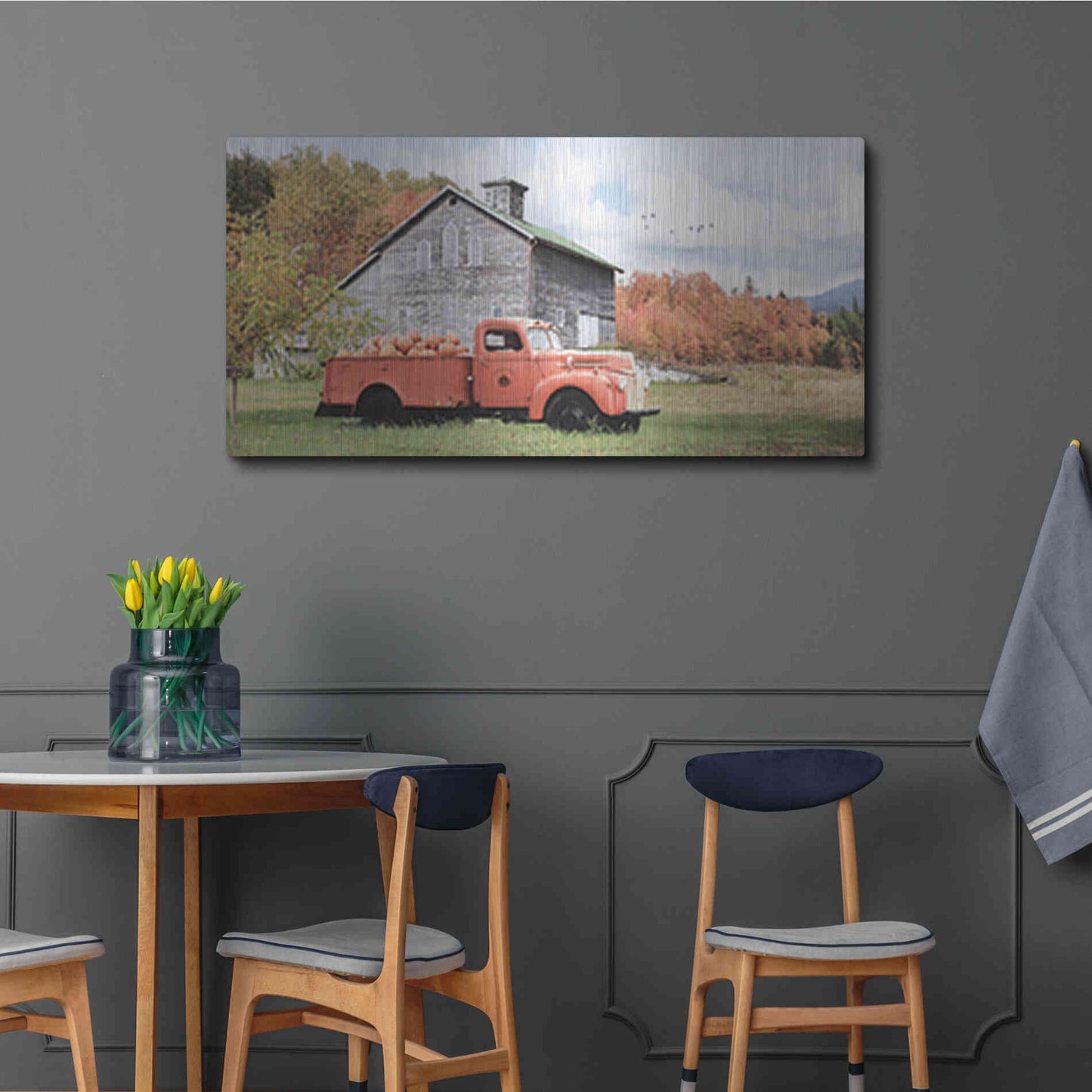 Luxe Metal Art 'Pumpkin Patch' by Lori Deiter, Metal Wall Art,48x24