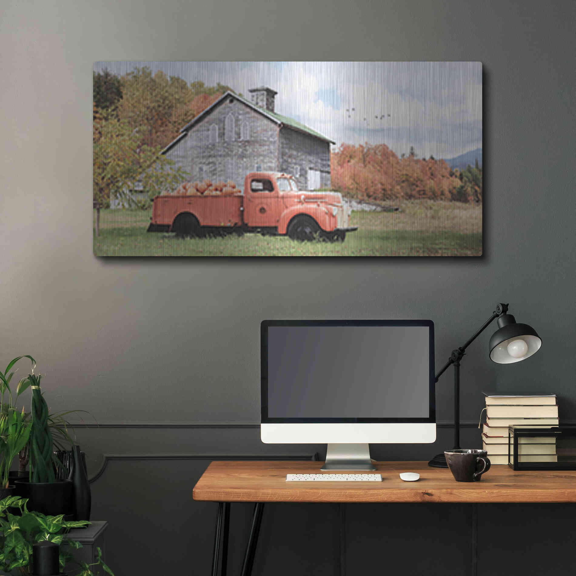 Luxe Metal Art 'Pumpkin Patch' by Lori Deiter, Metal Wall Art,48x24