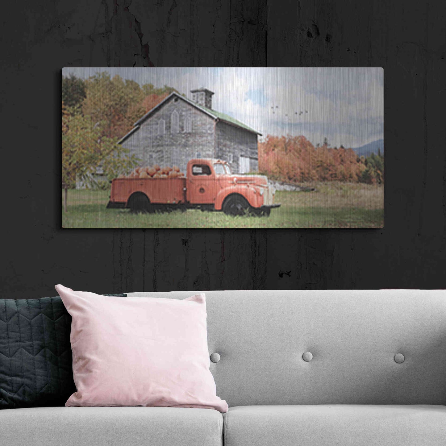Luxe Metal Art 'Pumpkin Patch' by Lori Deiter, Metal Wall Art,48x24