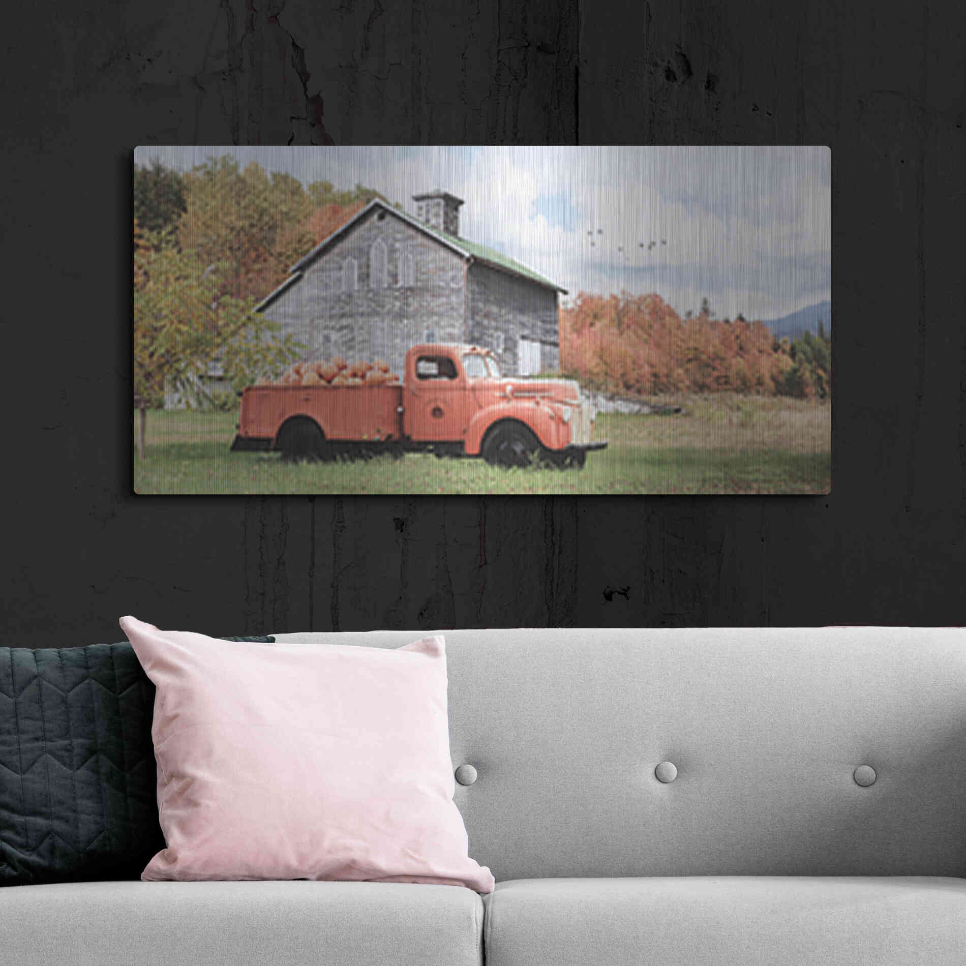 Luxe Metal Art 'Pumpkin Patch' by Lori Deiter, Metal Wall Art,48x24