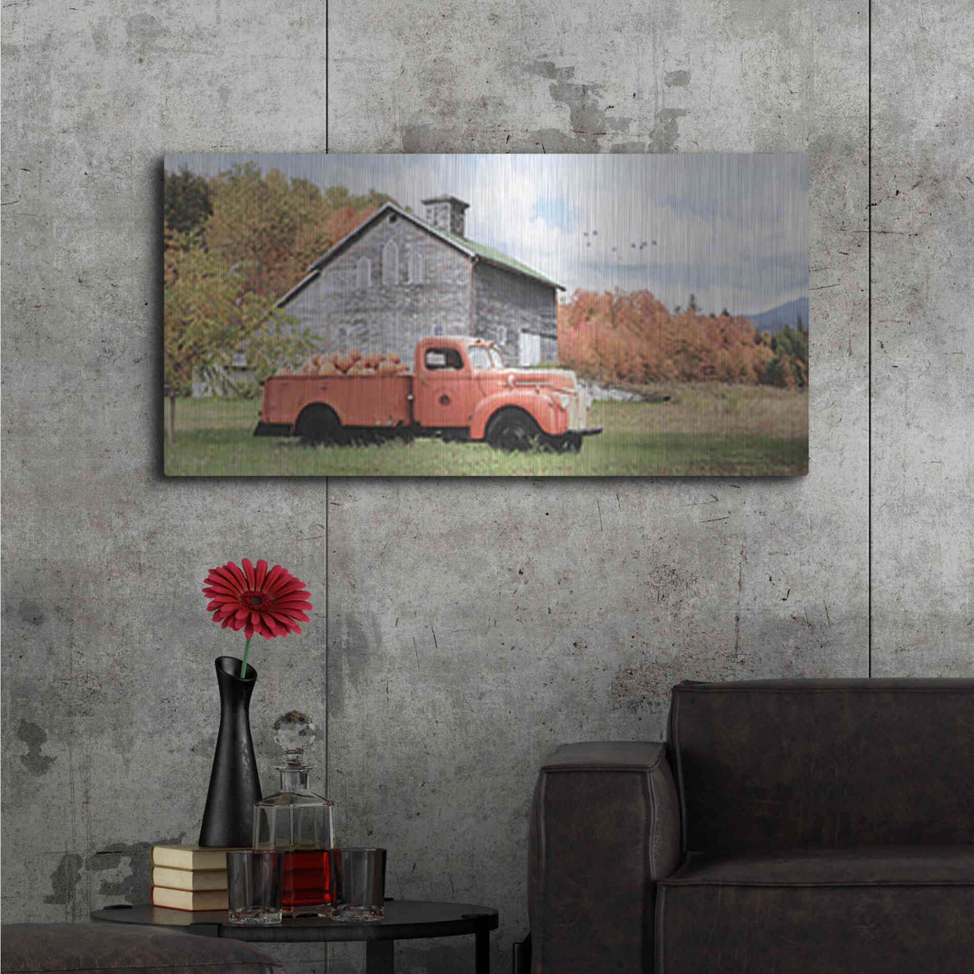 Luxe Metal Art 'Pumpkin Patch' by Lori Deiter, Metal Wall Art,48x24