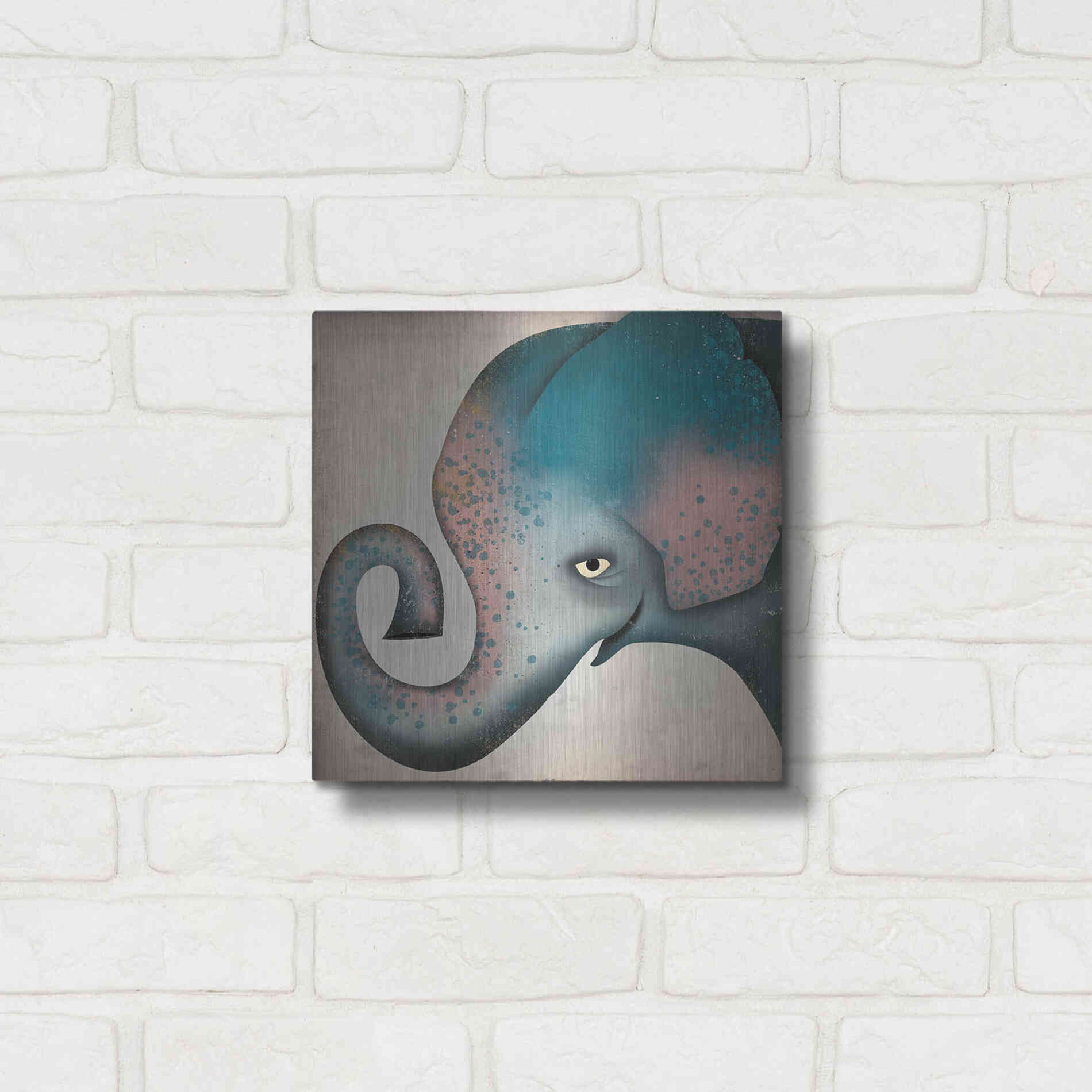 Luxe Metal Art 'Elephant Wow II' by Ryan Fowler, Metal Wall Art,12x12