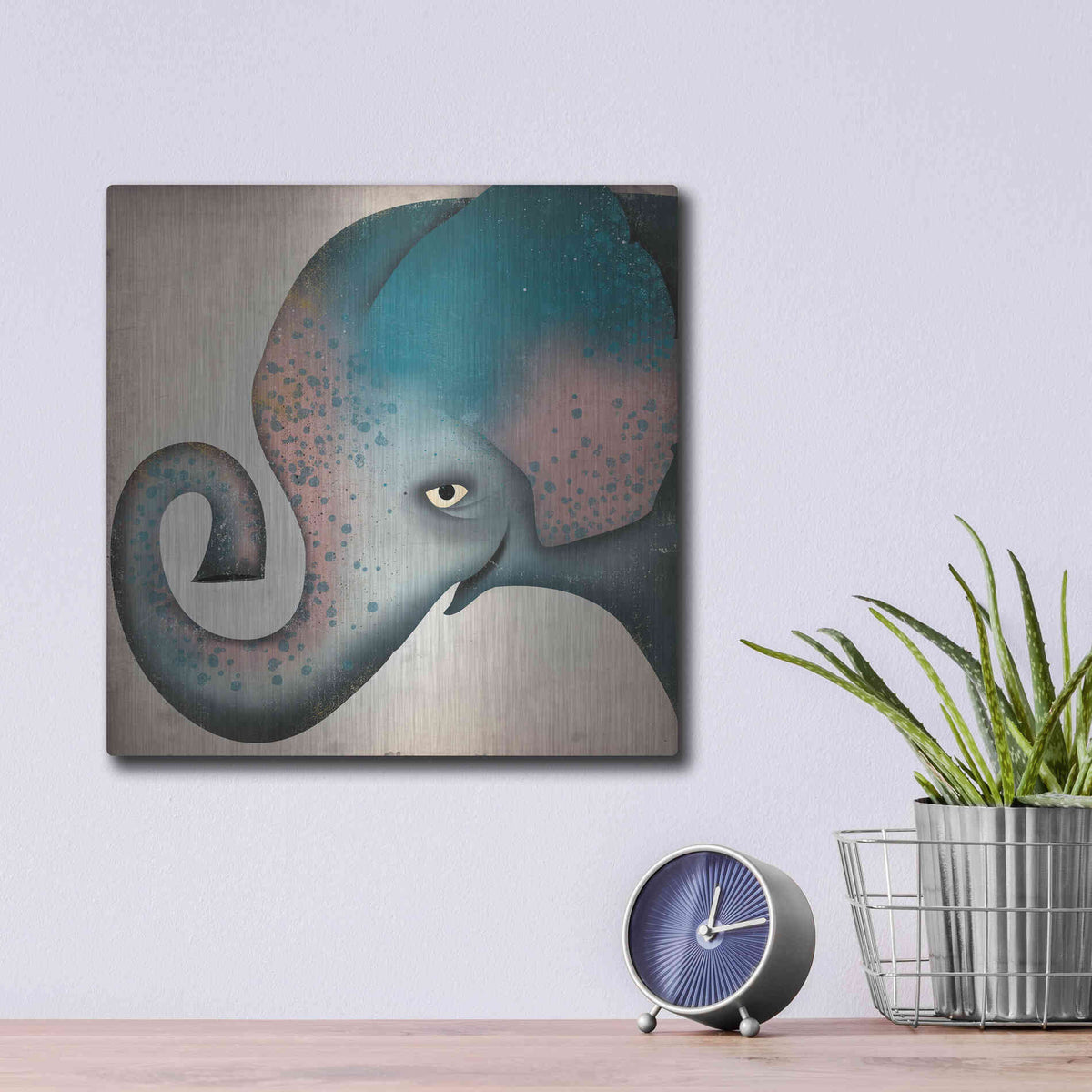 Luxe Metal Art 'Elephant Wow II' by Ryan Fowler, Metal Wall Art,12x12