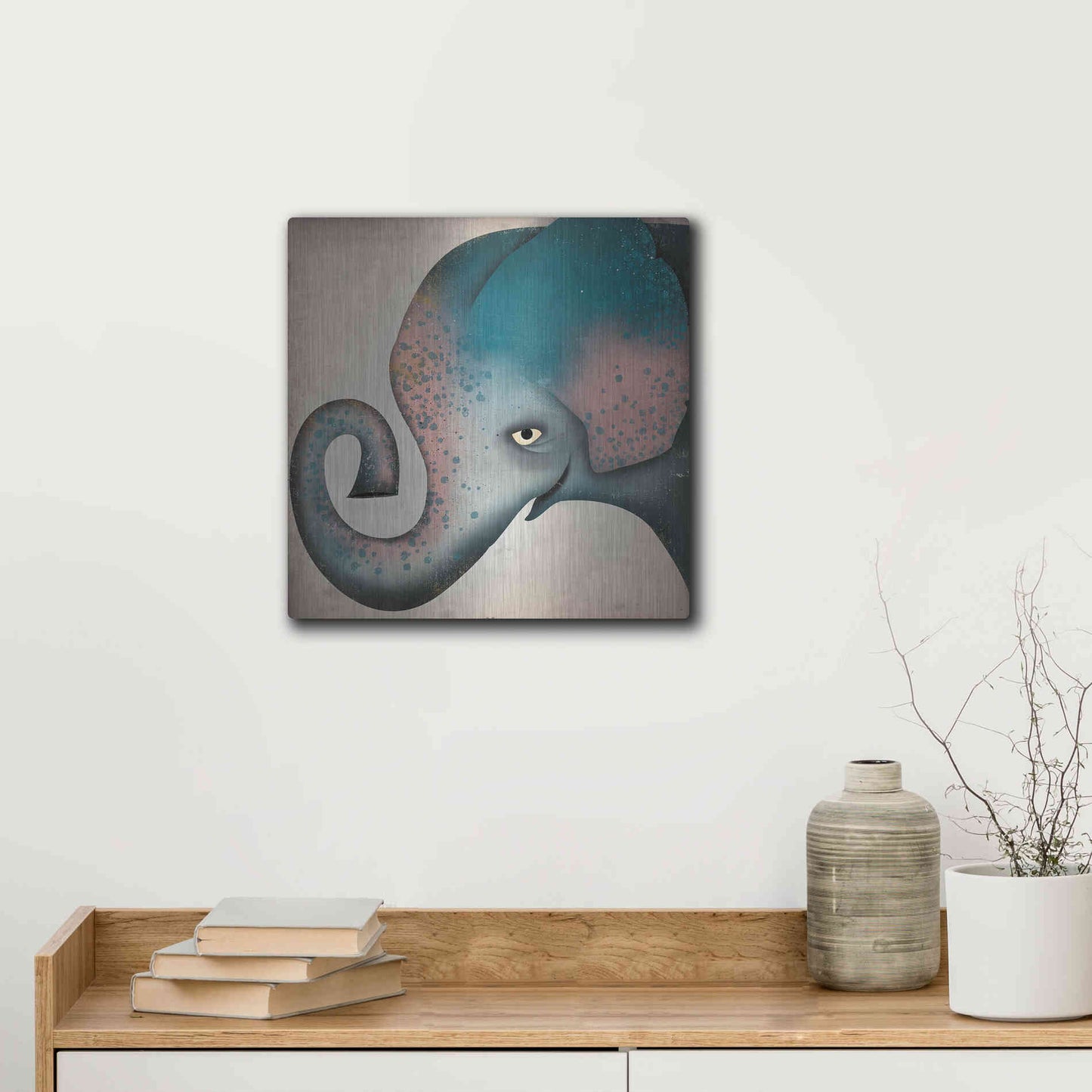 Luxe Metal Art 'Elephant Wow II' by Ryan Fowler, Metal Wall Art,12x12