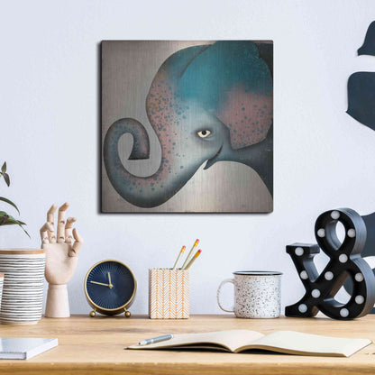 Luxe Metal Art 'Elephant Wow II' by Ryan Fowler, Metal Wall Art,12x12