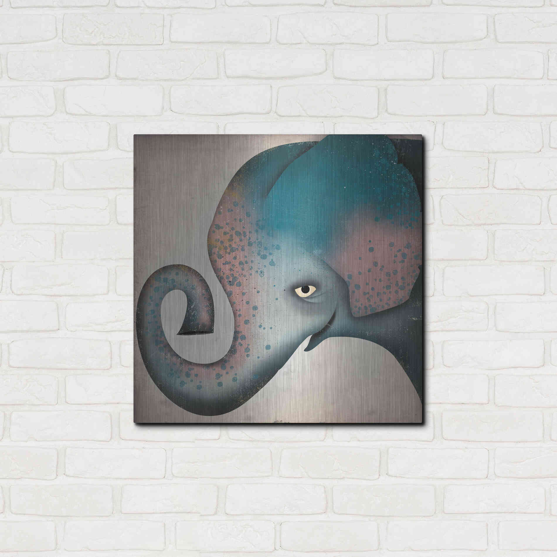 Luxe Metal Art 'Elephant Wow II' by Ryan Fowler, Metal Wall Art,24x24