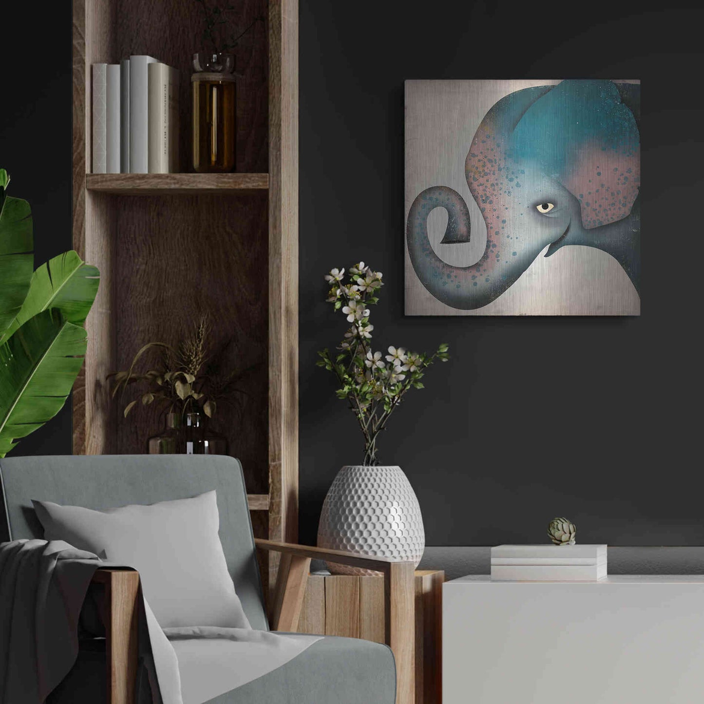 Luxe Metal Art 'Elephant Wow II' by Ryan Fowler, Metal Wall Art,24x24