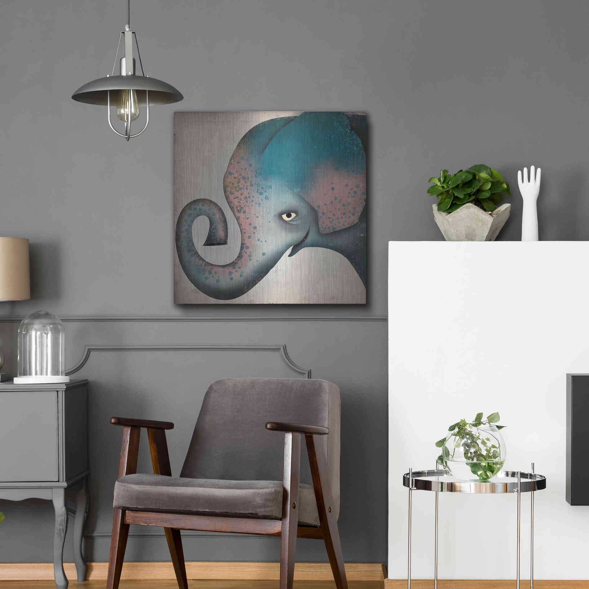 Luxe Metal Art 'Elephant Wow II' by Ryan Fowler, Metal Wall Art,24x24