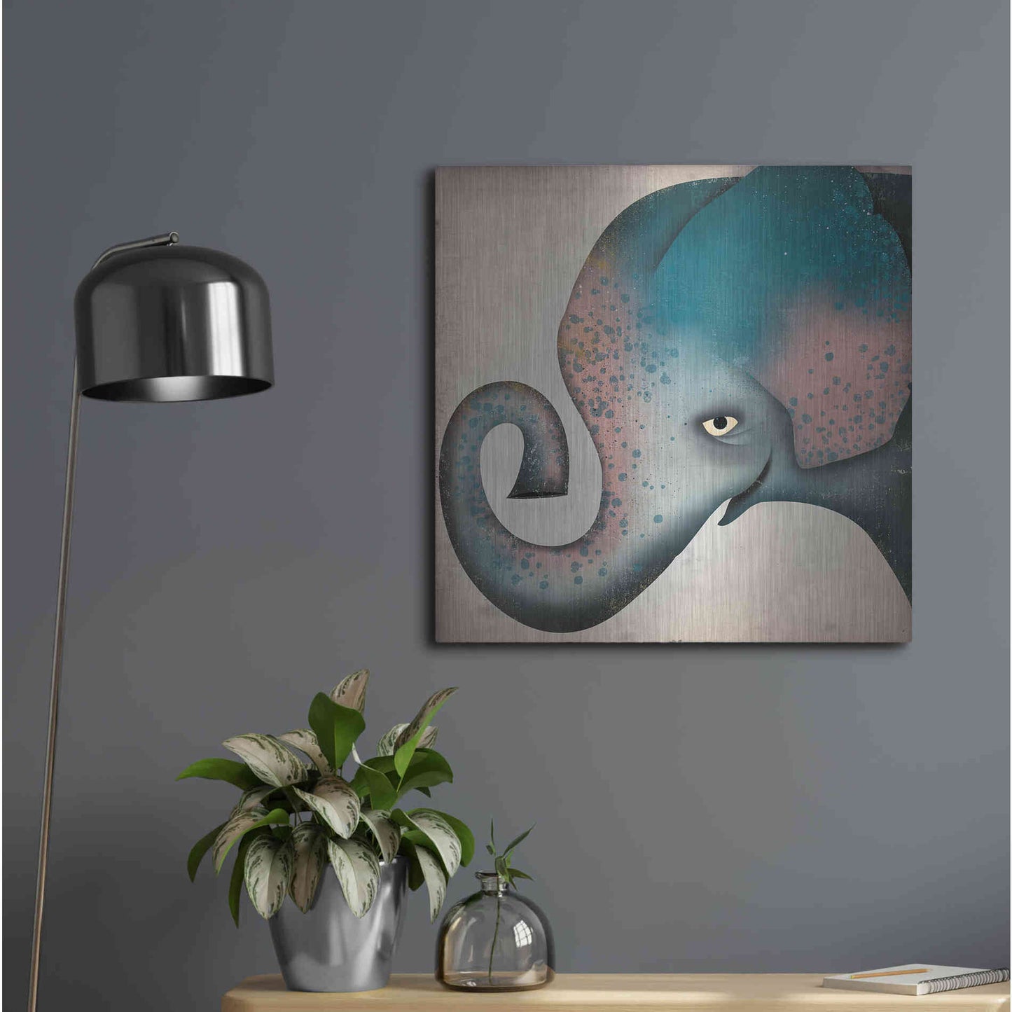 Luxe Metal Art 'Elephant Wow II' by Ryan Fowler, Metal Wall Art,24x24
