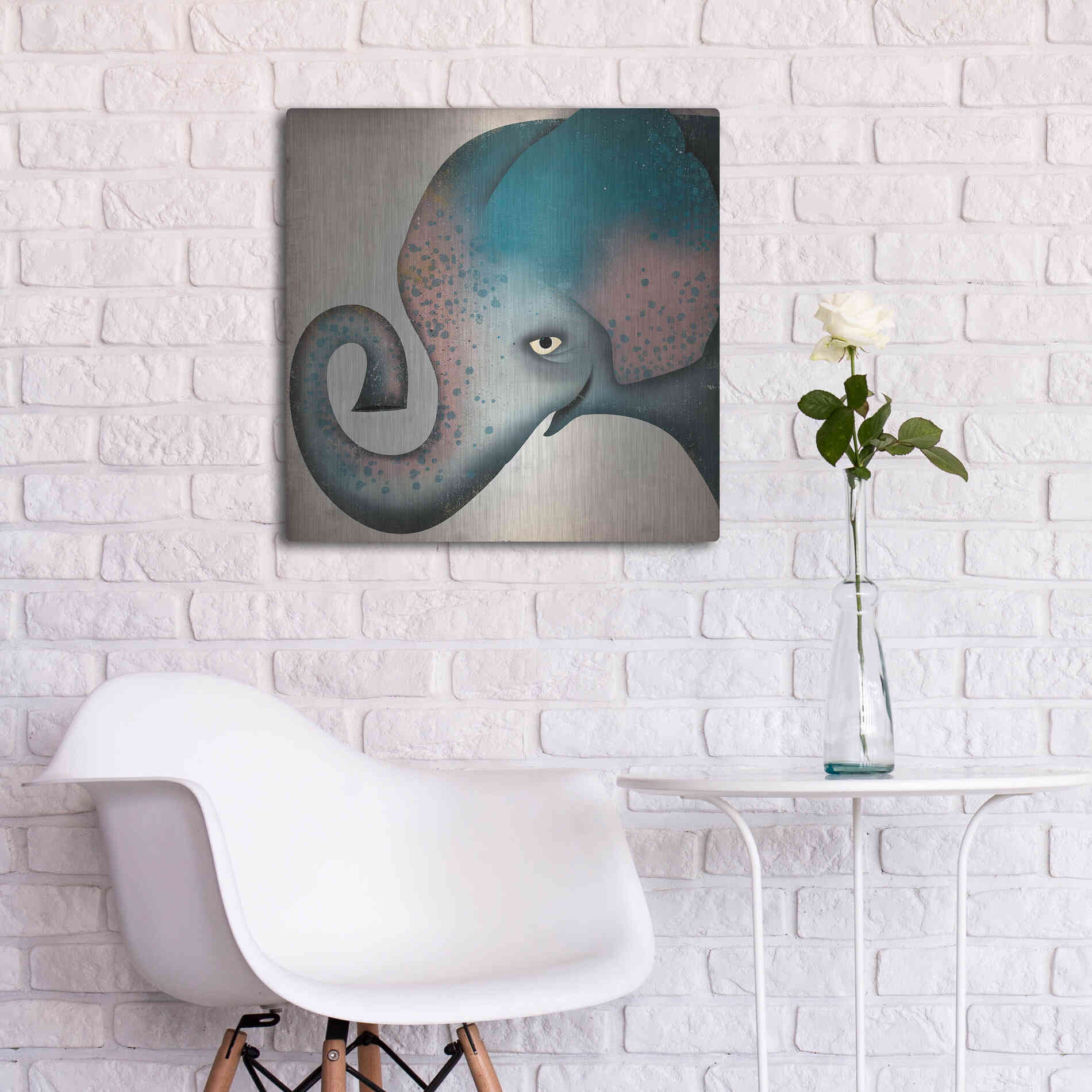 Luxe Metal Art 'Elephant Wow II' by Ryan Fowler, Metal Wall Art,24x24