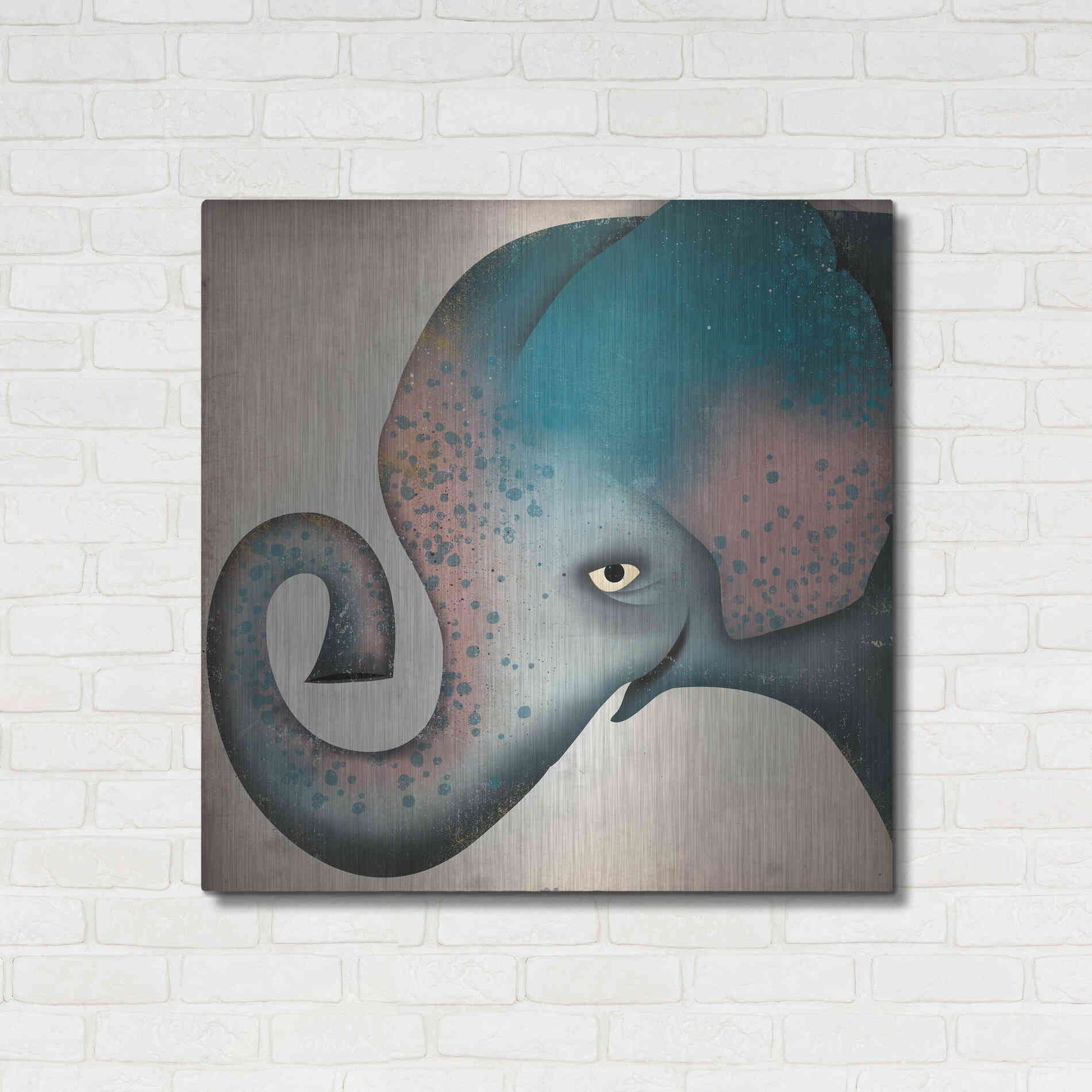 Luxe Metal Art 'Elephant Wow II' by Ryan Fowler, Metal Wall Art,36x36