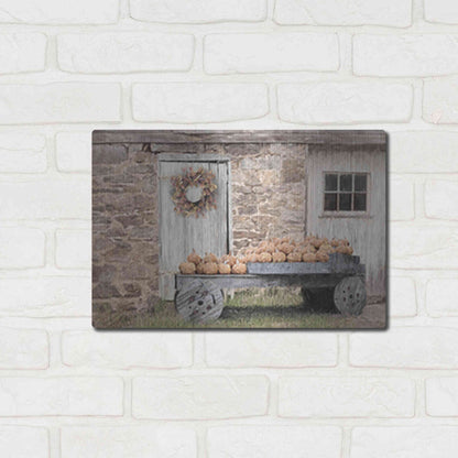 Luxe Metal Art 'Fort Halifax Pumpkin Wagon' by Lori Deiter, Metal Wall Art,16x12