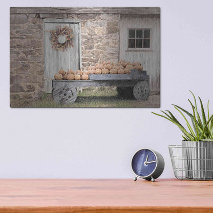 Luxe Metal Art 'Fort Halifax Pumpkin Wagon' by Lori Deiter, Metal Wall Art,16x12
