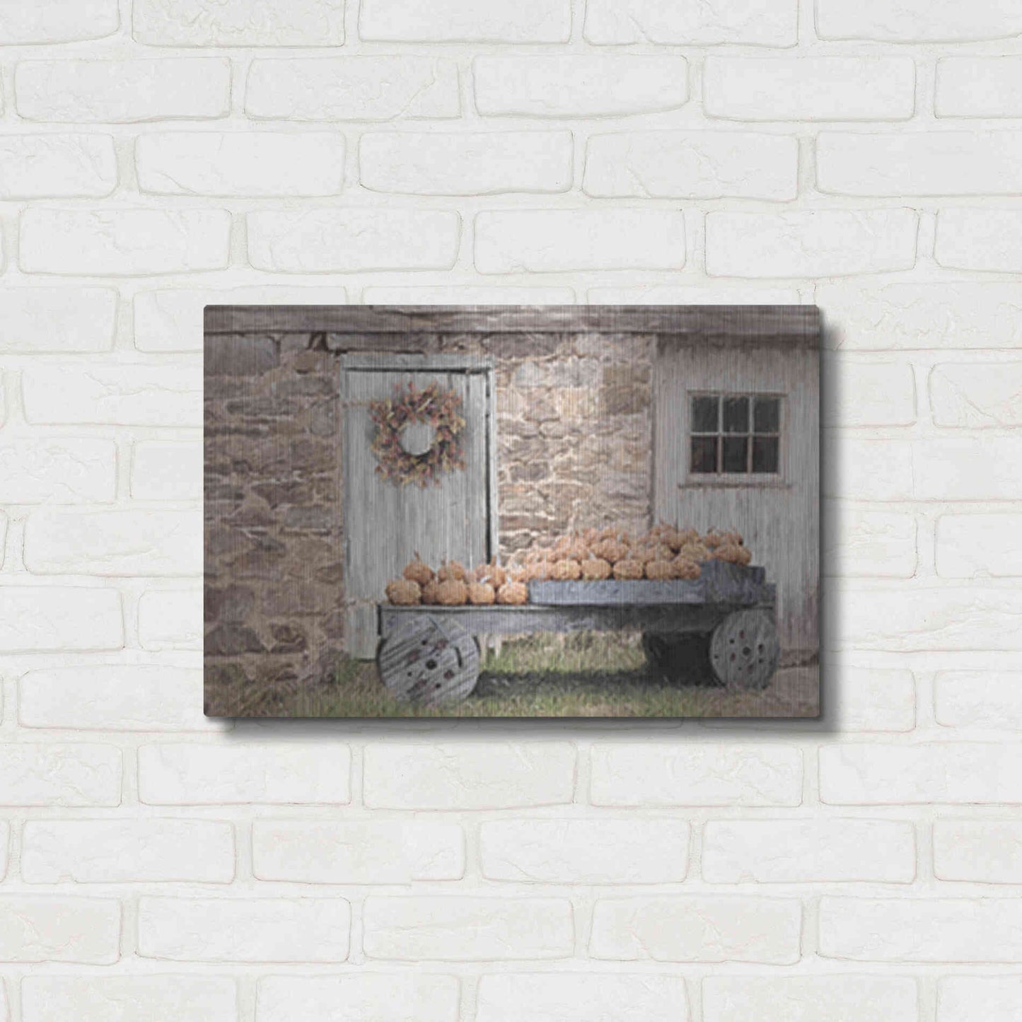 Luxe Metal Art 'Fort Halifax Pumpkin Wagon' by Lori Deiter, Metal Wall Art,24x16