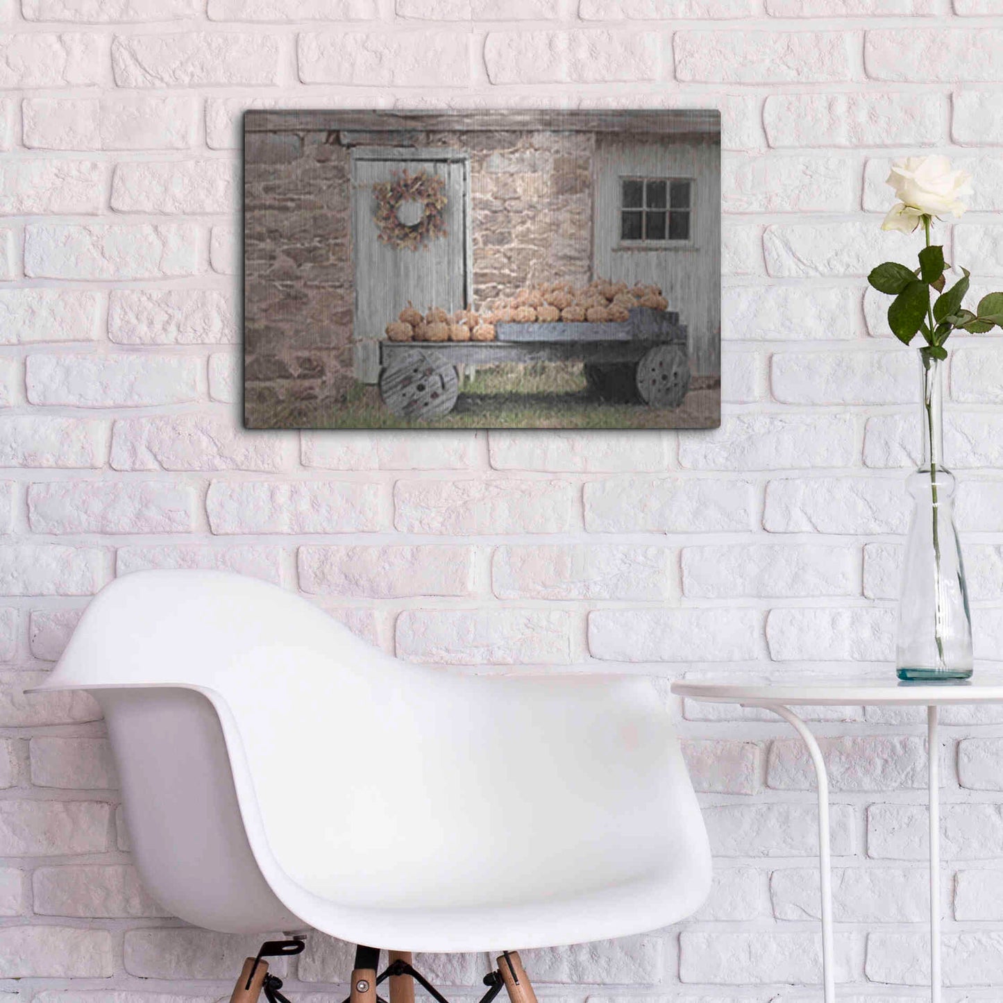 Luxe Metal Art 'Fort Halifax Pumpkin Wagon' by Lori Deiter, Metal Wall Art,24x16