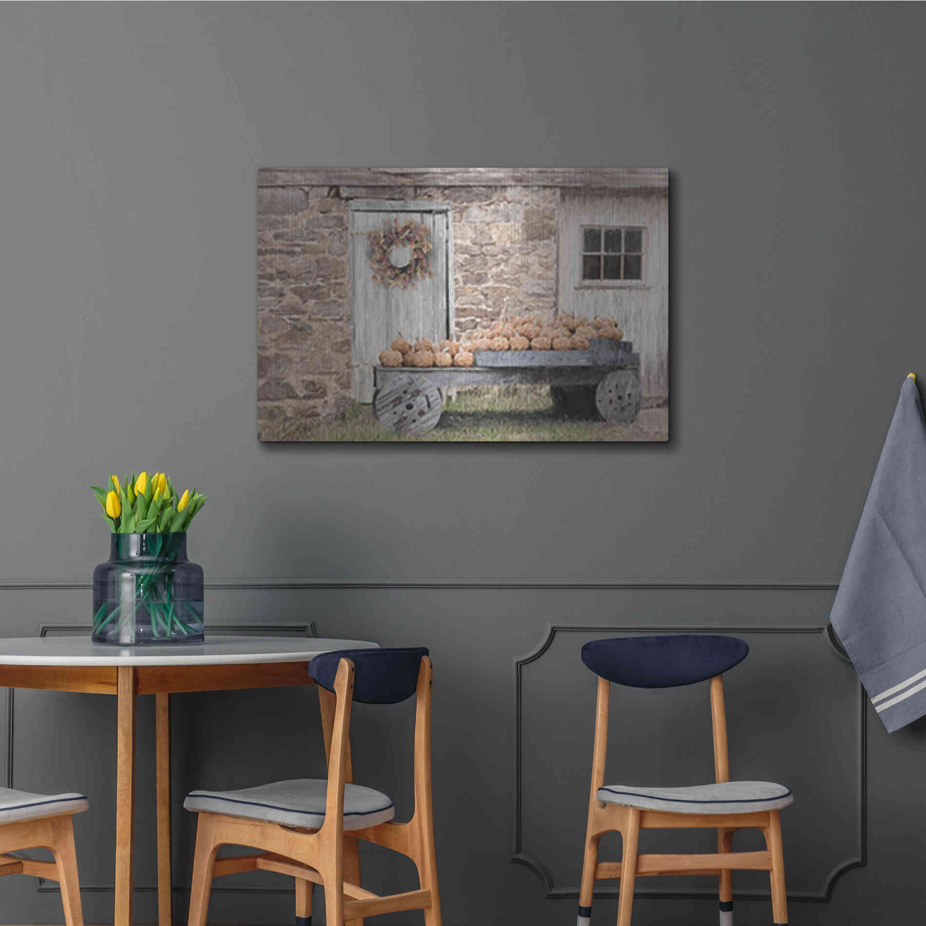 Luxe Metal Art 'Fort Halifax Pumpkin Wagon' by Lori Deiter, Metal Wall Art,36x24