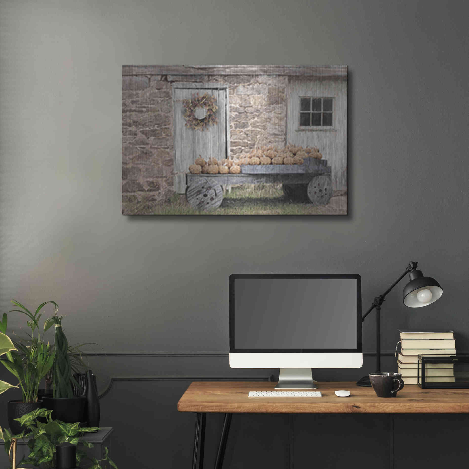 Luxe Metal Art 'Fort Halifax Pumpkin Wagon' by Lori Deiter, Metal Wall Art,36x24