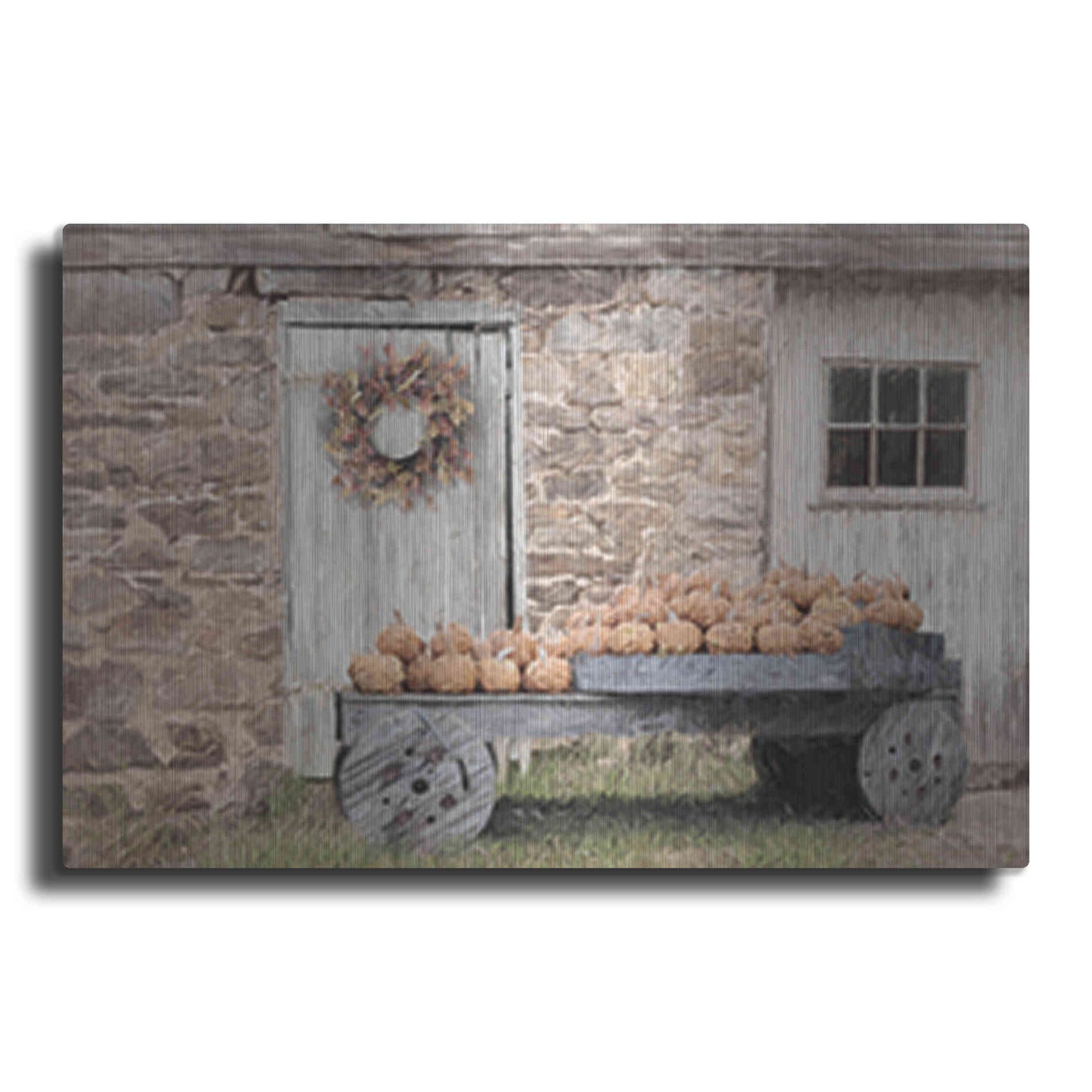 Luxe Metal Art 'Fort Halifax Pumpkin Wagon' by Lori Deiter, Metal Wall Art