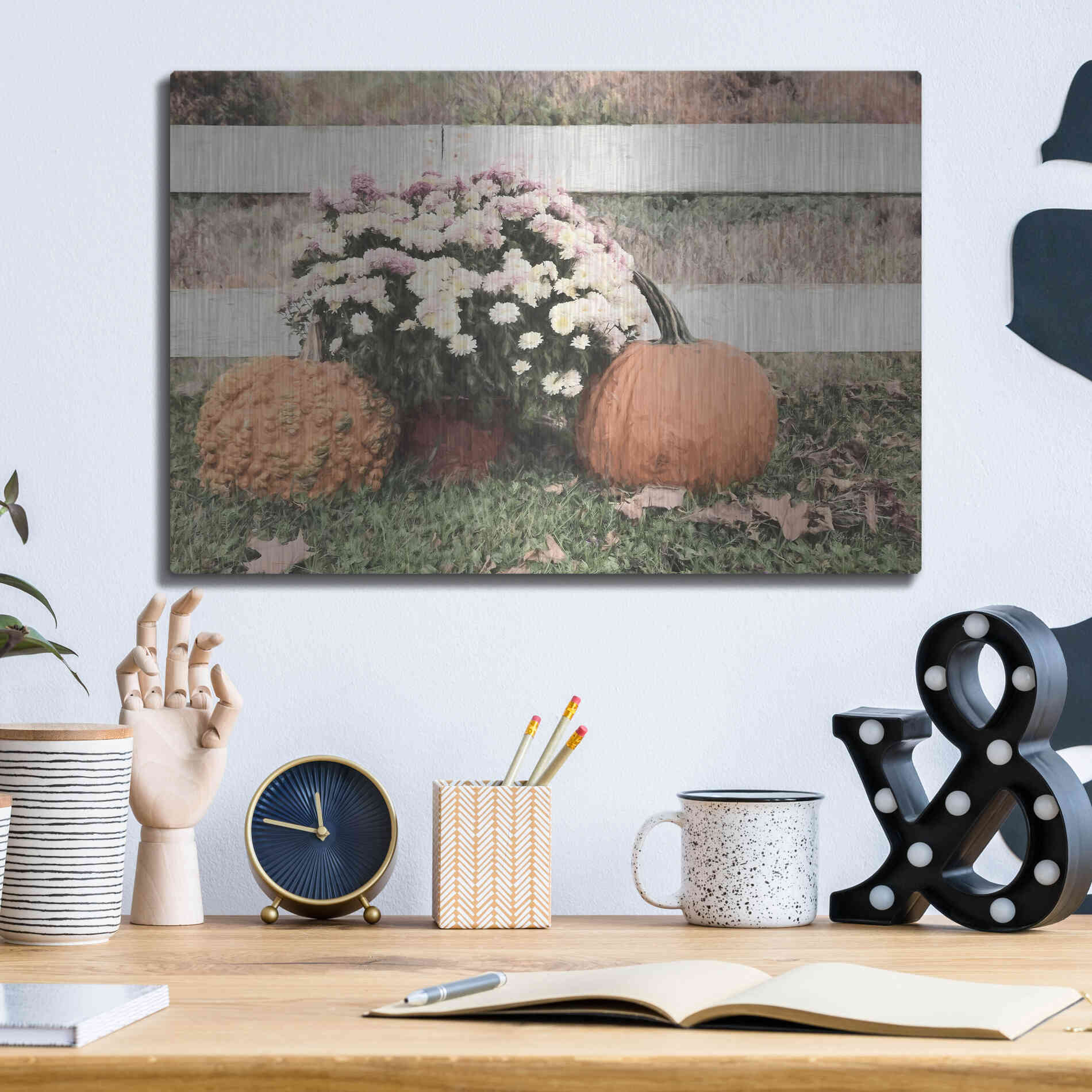 Luxe Metal Art 'Fall Display II' by Lori Deiter, Metal Wall Art,16x12