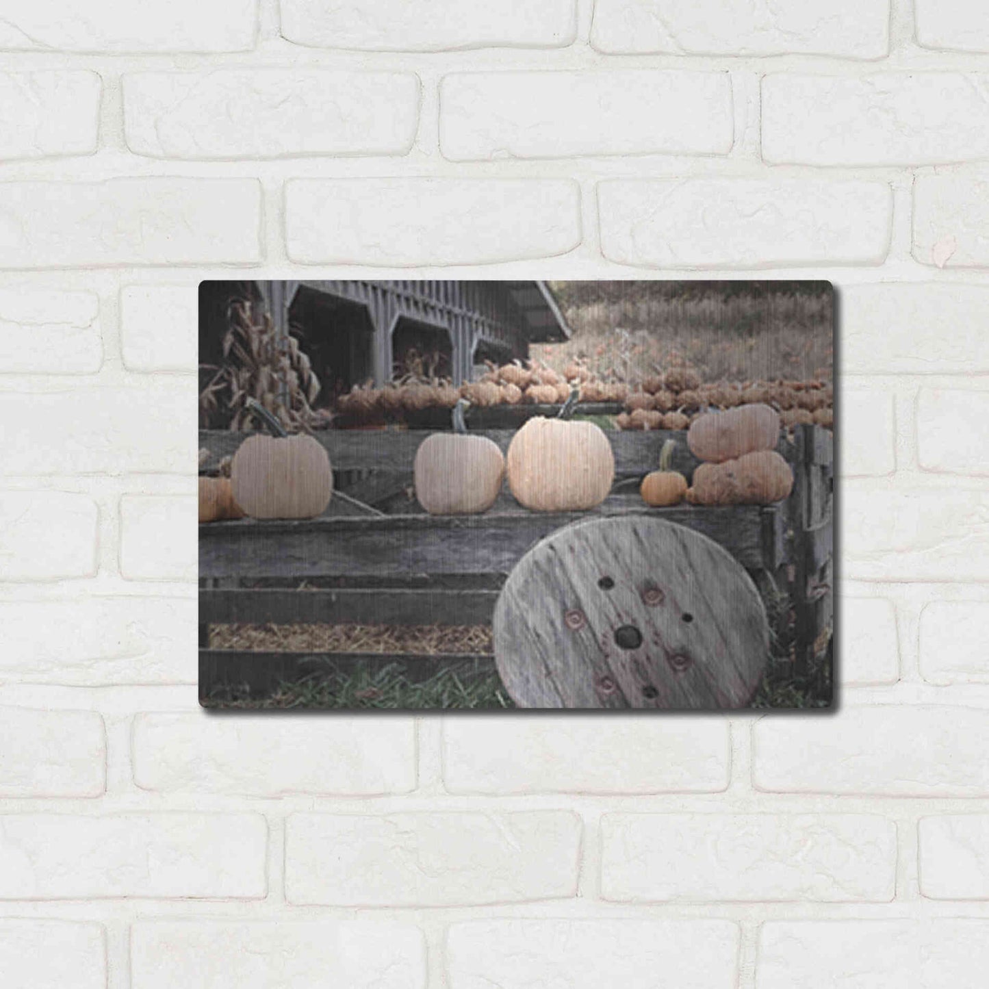 Luxe Metal Art 'Pumpkin Market' by Lori Deiter, Metal Wall Art,16x12