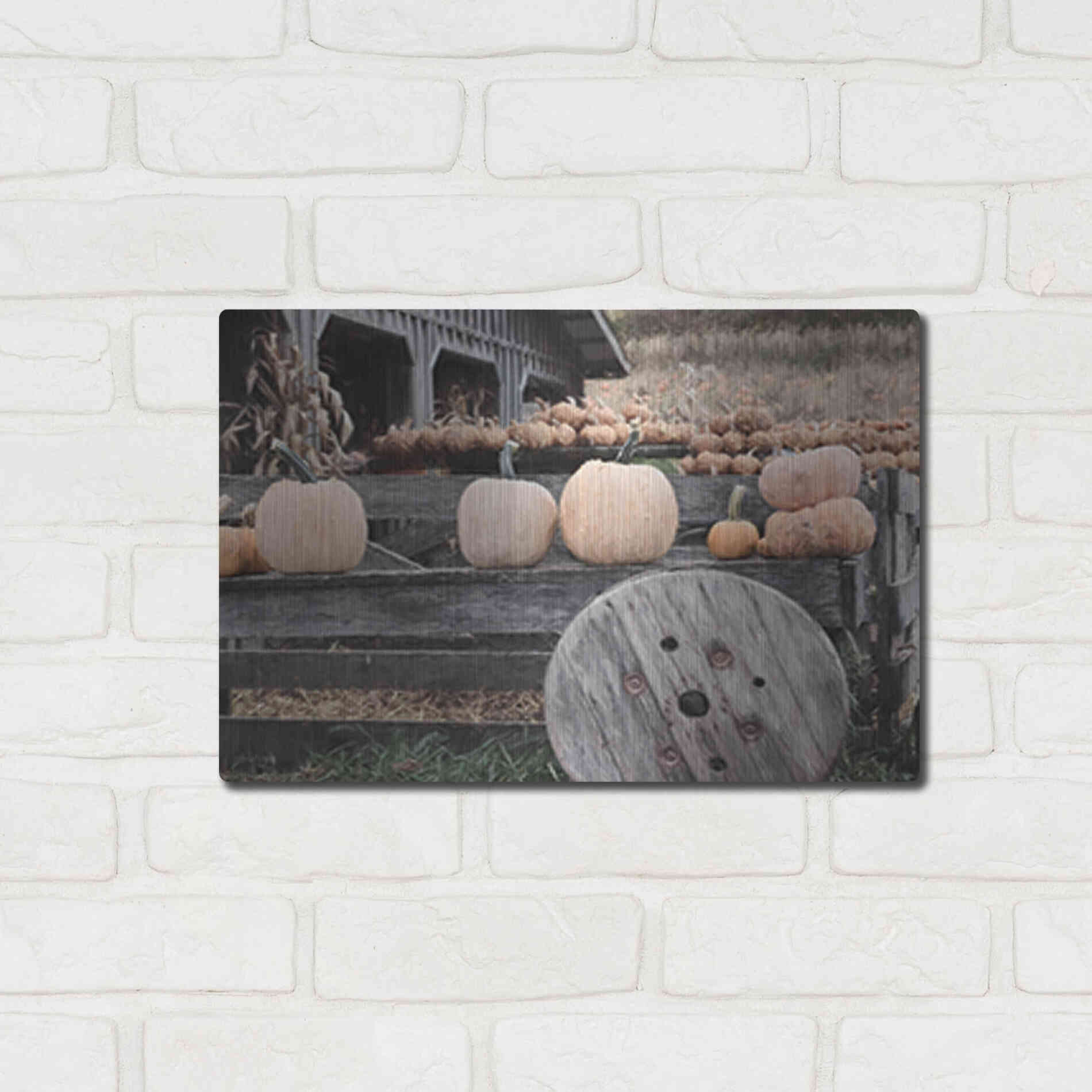 Luxe Metal Art 'Pumpkin Market' by Lori Deiter, Metal Wall Art,16x12