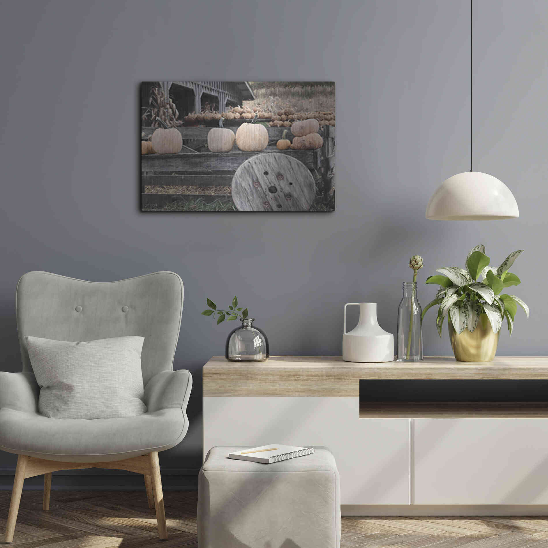 Luxe Metal Art 'Pumpkin Market' by Lori Deiter, Metal Wall Art,24x16