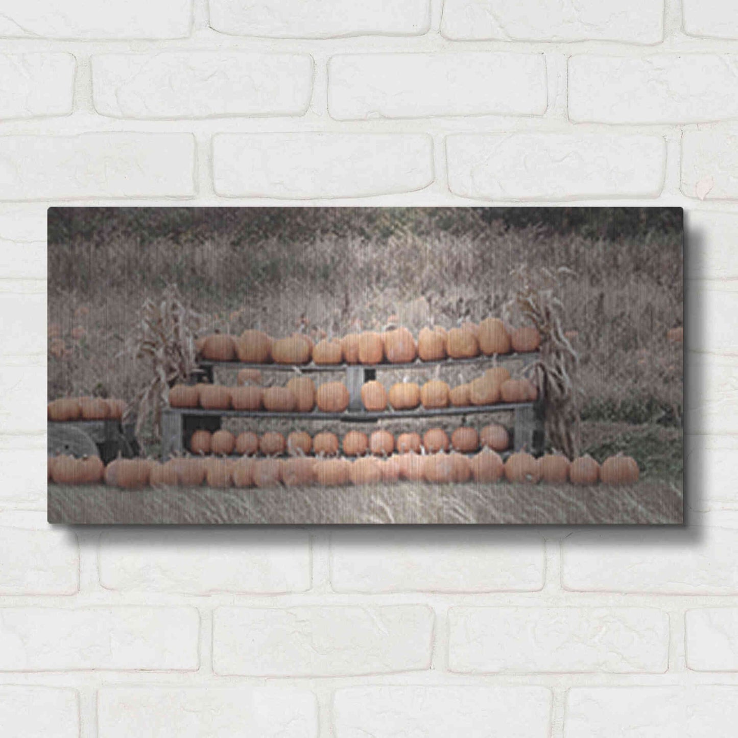 Luxe Metal Art 'Pumpkin Picking' by Lori Deiter, Metal Wall Art,24x12