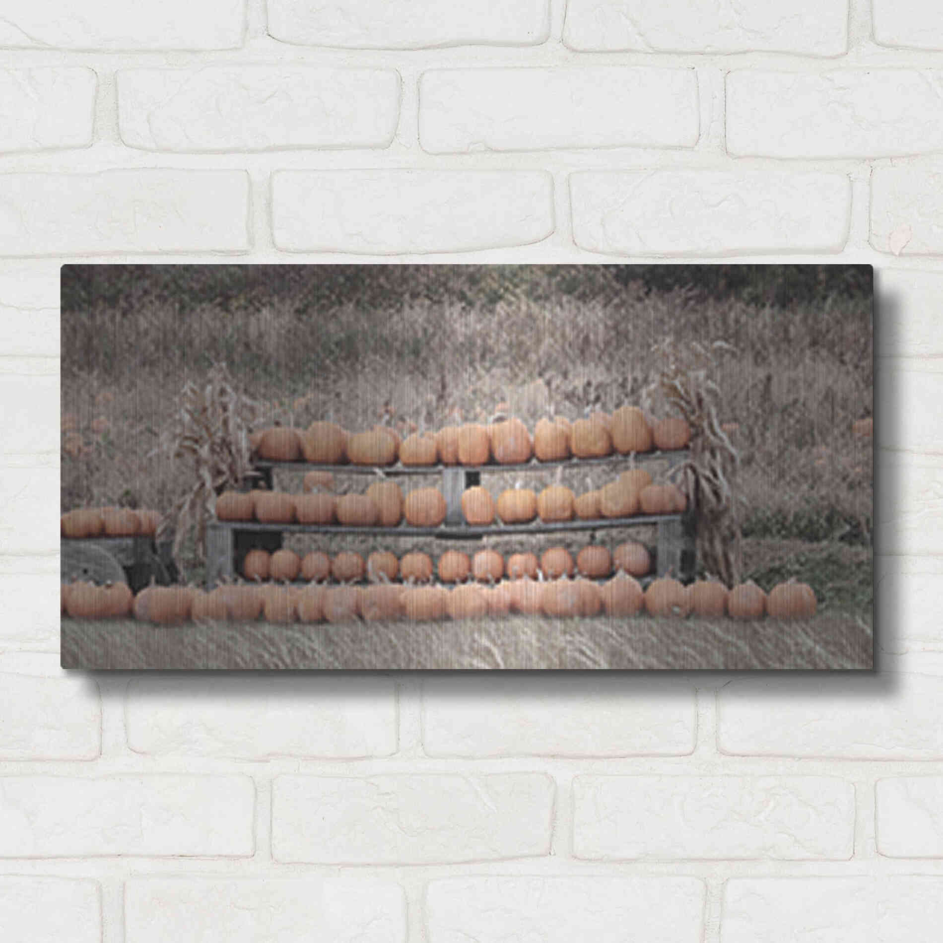 Luxe Metal Art 'Pumpkin Picking' by Lori Deiter, Metal Wall Art,24x12