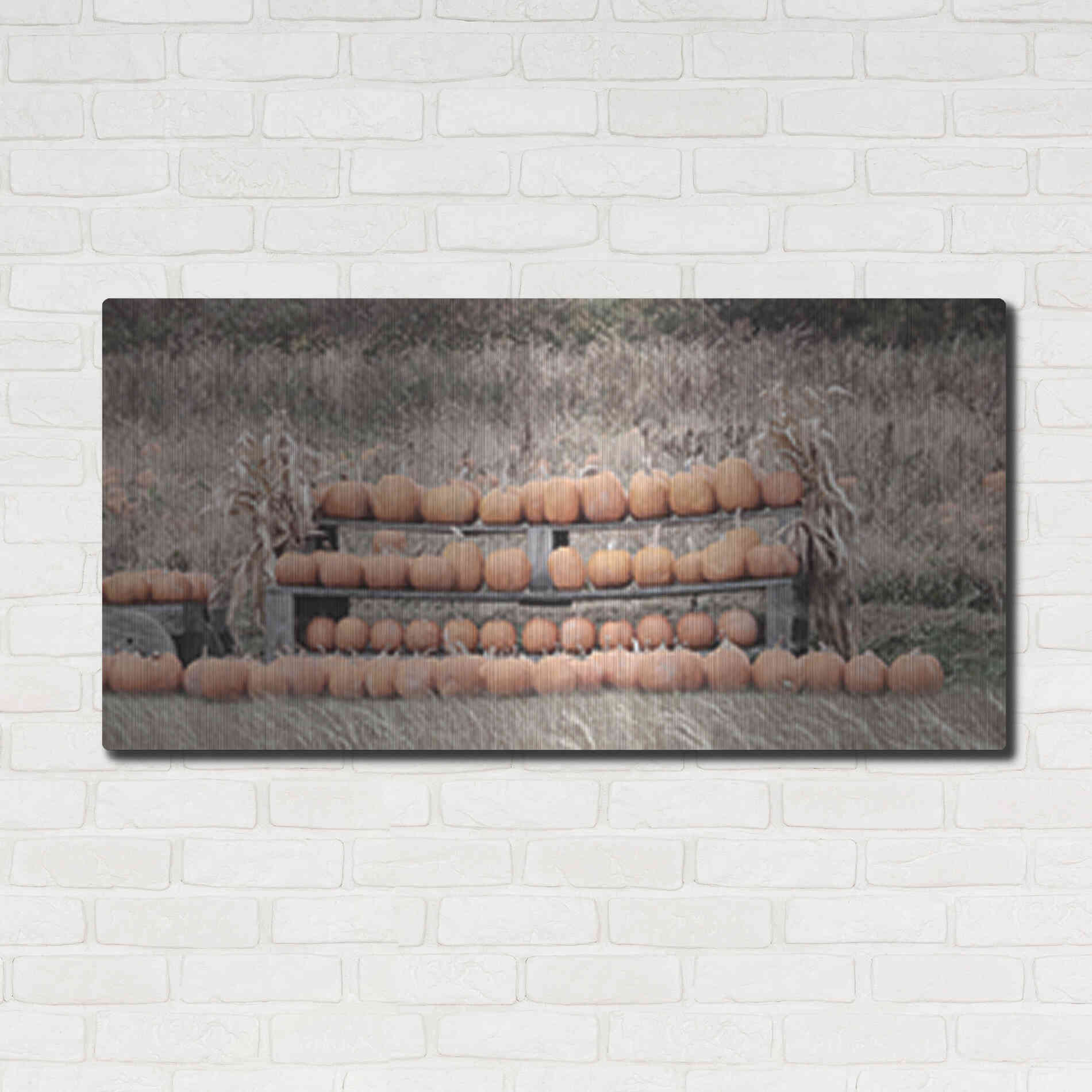 Luxe Metal Art 'Pumpkin Picking' by Lori Deiter, Metal Wall Art,48x24