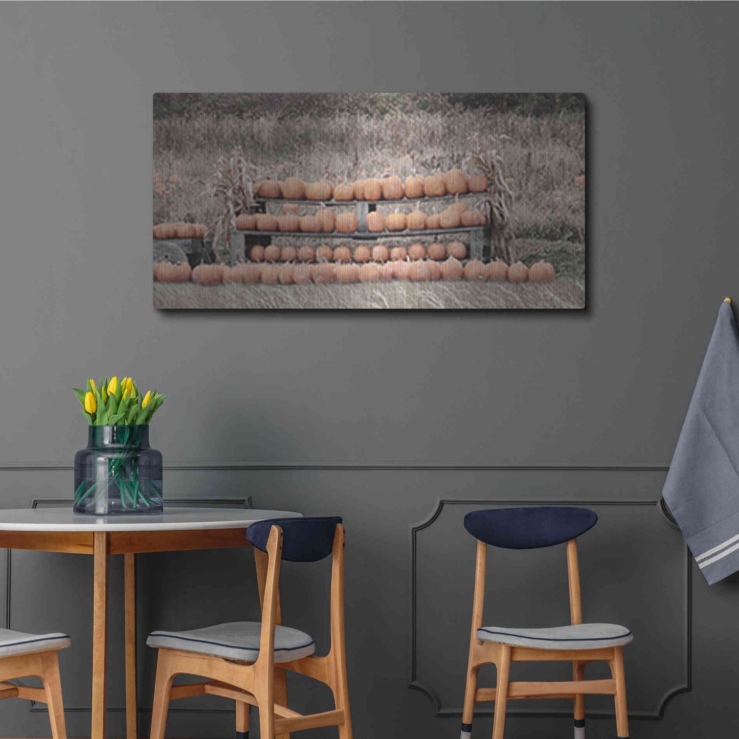 Luxe Metal Art 'Pumpkin Picking' by Lori Deiter, Metal Wall Art,48x24