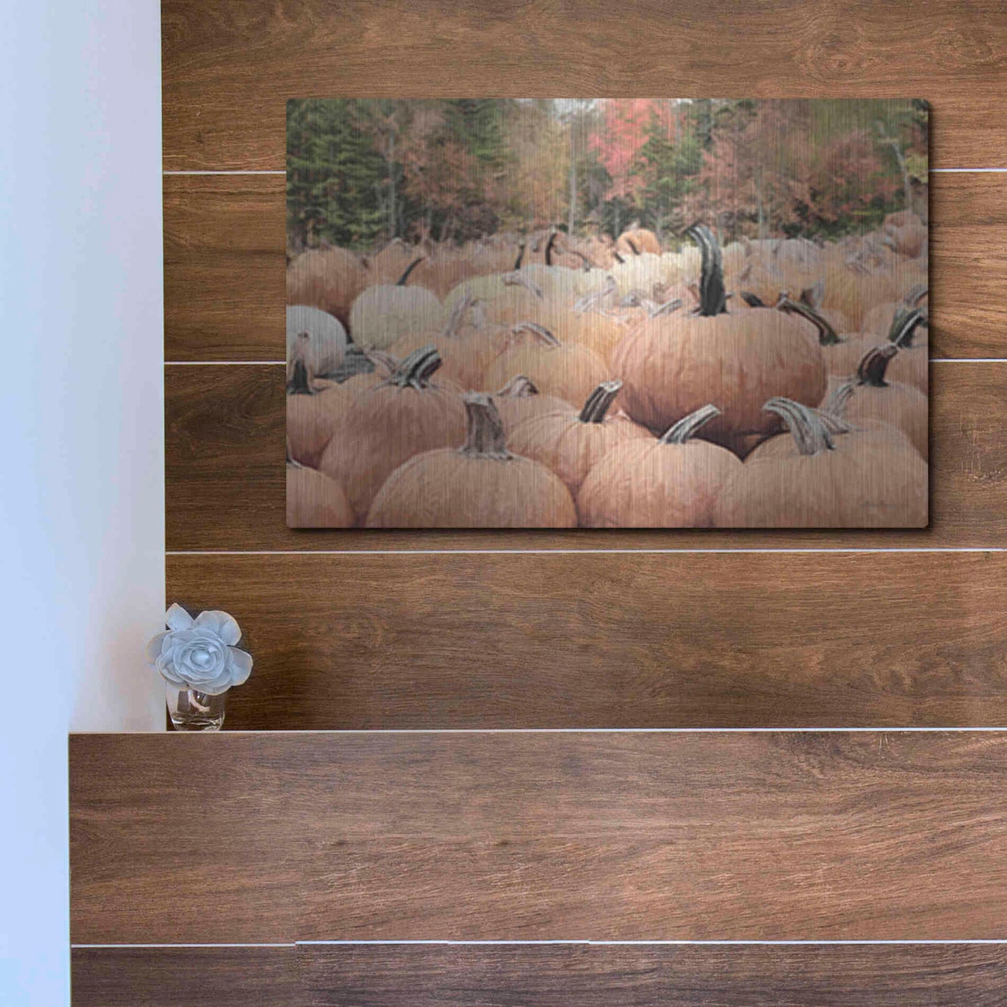 Luxe Metal Art 'The Perfect Pumpkin' by Lori Deiter, Metal Wall Art,16x12