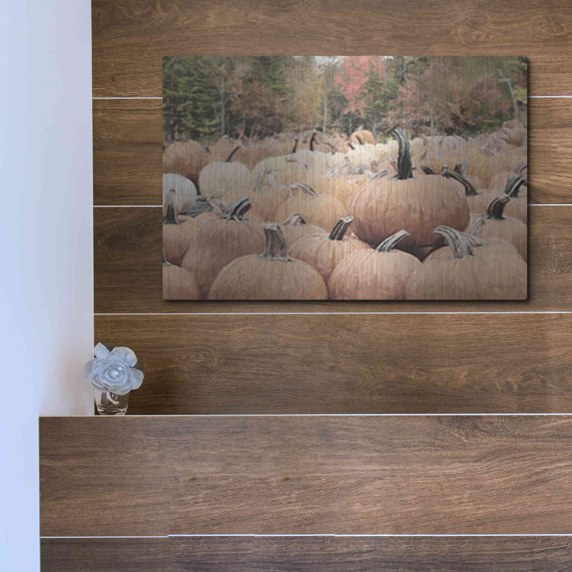 Luxe Metal Art 'The Perfect Pumpkin' by Lori Deiter, Metal Wall Art,16x12