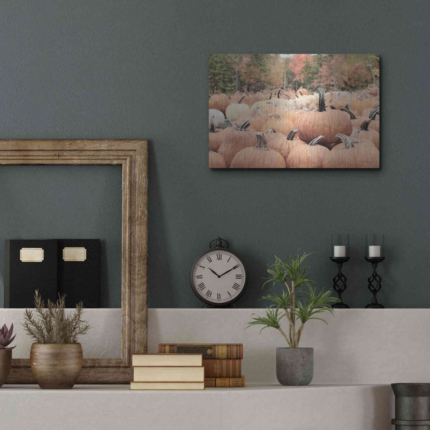 Luxe Metal Art 'The Perfect Pumpkin' by Lori Deiter, Metal Wall Art,16x12