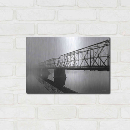 Luxe Metal Art 'Foggy Morning Bridge' by Lori Deiter, Metal Wall Art,16x12