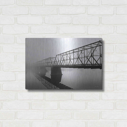 Luxe Metal Art 'Foggy Morning Bridge' by Lori Deiter, Metal Wall Art,24x16