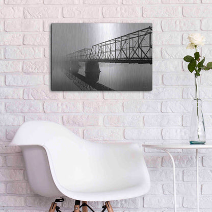 Luxe Metal Art 'Foggy Morning Bridge' by Lori Deiter, Metal Wall Art,24x16