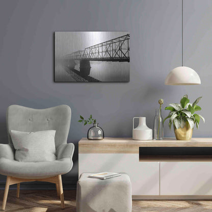 Luxe Metal Art 'Foggy Morning Bridge' by Lori Deiter, Metal Wall Art,24x16