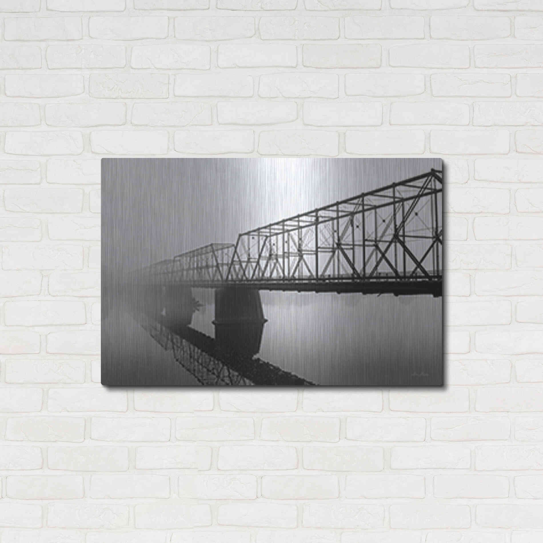 Luxe Metal Art 'Foggy Morning Bridge' by Lori Deiter, Metal Wall Art,36x24