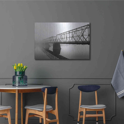 Luxe Metal Art 'Foggy Morning Bridge' by Lori Deiter, Metal Wall Art,36x24