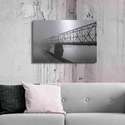 Luxe Metal Art 'Foggy Morning Bridge' by Lori Deiter, Metal Wall Art,36x24