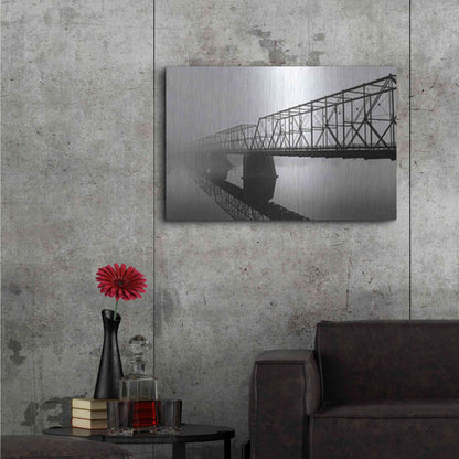Luxe Metal Art 'Foggy Morning Bridge' by Lori Deiter, Metal Wall Art,36x24