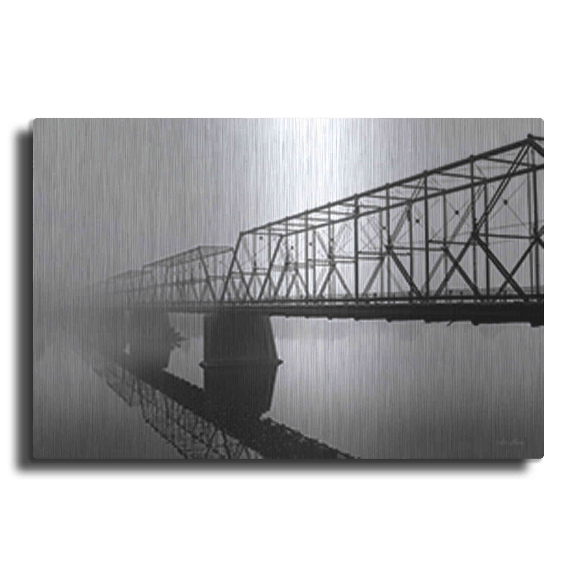 Luxe Metal Art 'Foggy Morning Bridge' by Lori Deiter, Metal Wall Art