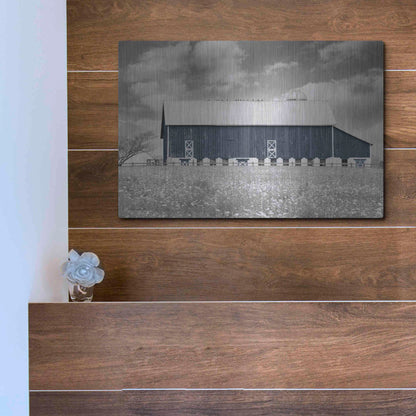 Luxe Metal Art 'Black & White Barn' by Lori Deiter, Metal Wall Art,16x12