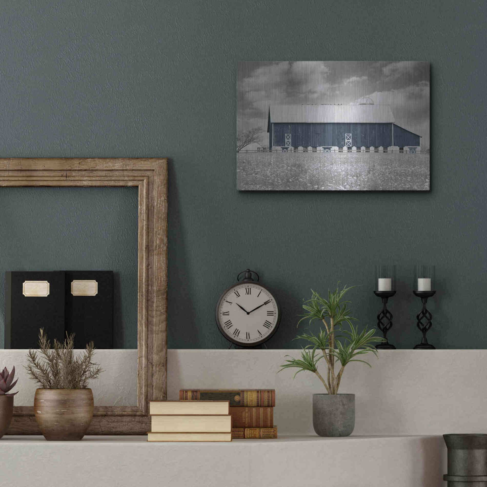 Luxe Metal Art 'Black & White Barn' by Lori Deiter, Metal Wall Art,16x12