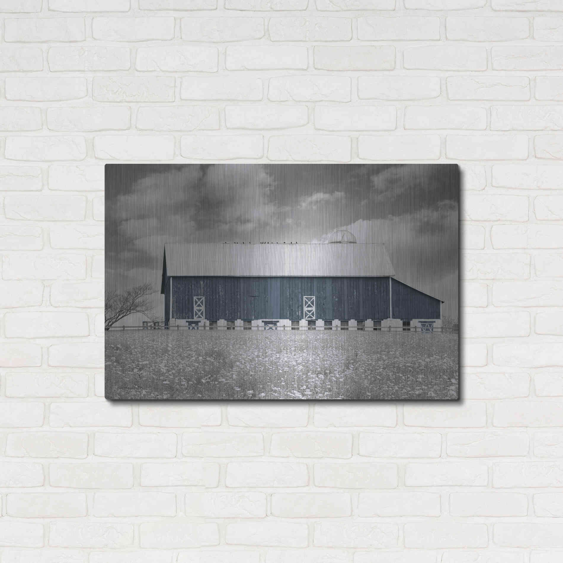 Luxe Metal Art 'Black & White Barn' by Lori Deiter, Metal Wall Art,36x24