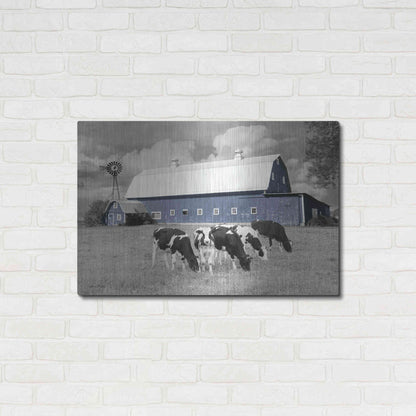 Luxe Metal Art 'Blue Barn with Cows' by Lori Deiter, Metal Wall Art,36x24