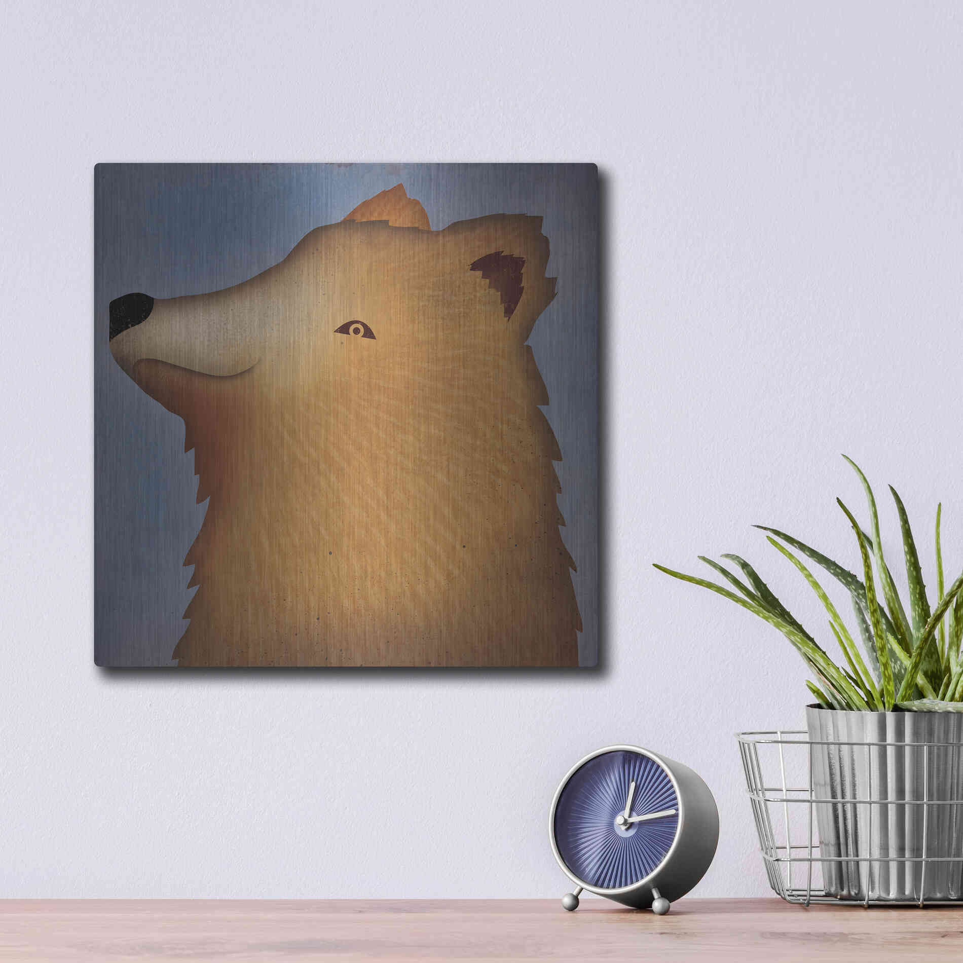 Luxe Metal Art 'Brown Bear Wow' by Ryan Fowler, Metal Wall Art,12x12